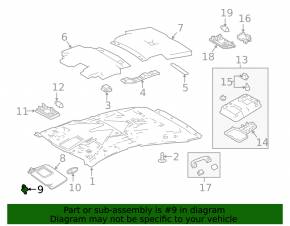 Driver's visor mounting hook Toyota Prius 50 16-22 gray