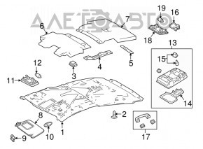 Driver's visor mounting hook Toyota Prius 50 16-22 gray