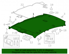 Chevrolet Malibu 16-22 Headliner w/o Sunroof with Noise Reduction, Gray