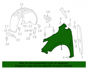 Front right wing Chevrolet Cruze 16-