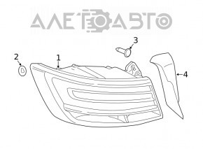 Audi A4 B9 17-17 Sedan LED Right Outer Fender Light, Scratches, Glued