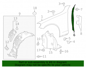 Wing seal door-wing right Mercedes C-class W205 15-21