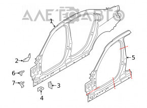 Front right upper wing bracket BMW 3 G20 19- rear small