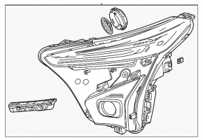Headlight front left complete Chevrolet Bolt EUV 22-23 with upper bracket