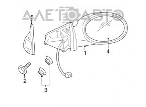 Side mirror right Chrysler Sebring 00-05 coupe 3 pins, black