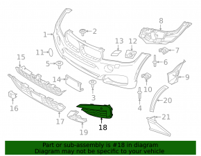Lower grille of the front bumper right BMW X6 F16 15-19 M pack