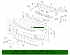 Front bumper mount right under headlight VW Passat b8 16-19 USA
