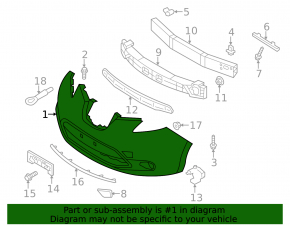 Bare front bumper for Nissan Leaf 13-17