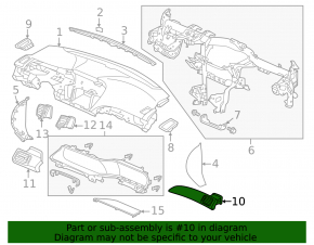 Right dashboard air duct deflector Honda Accord 13-15 black