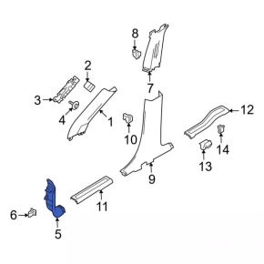 Front pillar trim lower left Ford Flex 09-19 gray, scratches