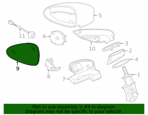 Left mirror element for Porsche Panamera 10-16 aspherical