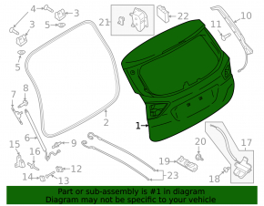 Boot door assembly Ford C-max MK2 13-18 with optics, without camera