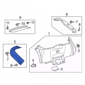 Right tailgate trim for Ford Mustang Mach-E 21-23, black, scratched