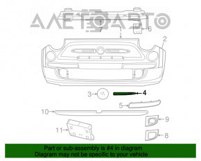 Front bumper molding left Fiat 500 12-19 chrome