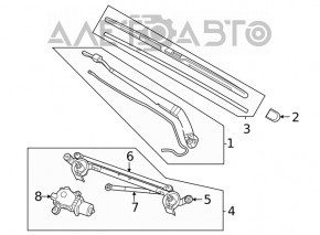 Windscreen wiper linkage with motor Nissan Rogue 21-23 JP built
