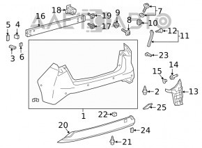 The rear bumper reinforcement of the Toyota Prius 50 16-22 is dented and torn.
