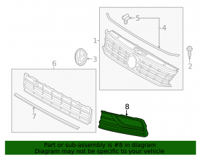 Front bumper grille, left side, VW Passat b8 16-19 USA, under fog lights