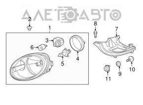 Headlight front left VW Beetle 12-19 halogen