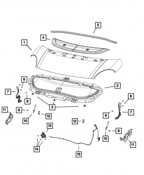 Fiat 500L 14-19 Hood Lock Release Cable Without Handle