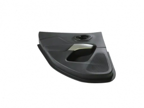 Rear left door panel for Jeep Cherokee KL 19-22, black, with black leather insert, leather armrest, gray molding, with handle