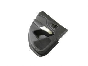 Rear left door panel for Jeep Cherokee KL 19-22, black, with black leather insert, leather armrest, gray molding, with handle