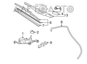 Rear wiper linkage with motor for Toyota Prius 30 10-14