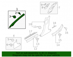 Kia K5 21-24 black front pillar trim, left upper