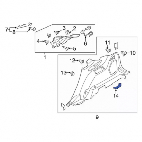 Rear right arch trim light for Ford Edge 15-24