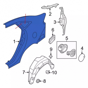 Sunset rear wing right Ford Fiesta 11-19 4d red