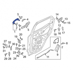 Door handle outer rear left Ford Ecosport 18-22
