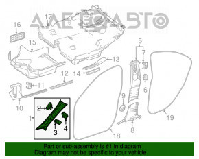Front pillar trim right upper Mercedes CLA 14-19 black