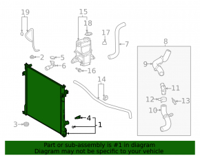 Radiator cooling water Toyota Highlander 20- 2.5 hybrid, 3.5