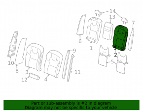Rear seat backrest 2nd row left Volvo XC60 18-26 black leather, with headrest, scratch