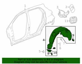 Rear right fender liner Buick Encore 13-19 with mudguard