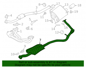 Exhaust line middle part Subaru Forester 17-18 SJ 2.5 automatic transmission