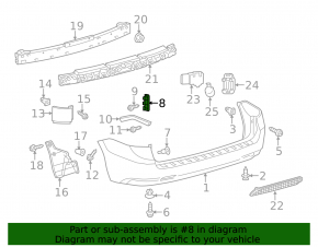 Rear bumper mount right inner Toyota Sienna 11-20
