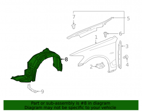 Front right mudguard Lexus GS350 GS450h 08-11