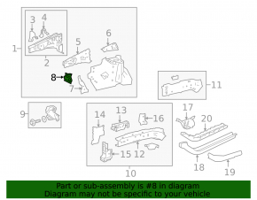 Front fender apron bracket, left, Toyota Rav4 13-18