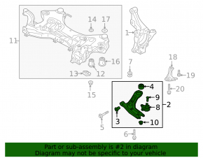 Hyundai Tucson 16-21 lower front right control arm with ball joint, microcracks
