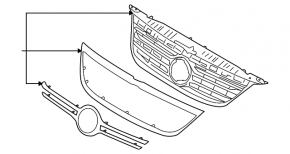 Radiator grille assembly for VW Tiguan 09-11 pre-restyling