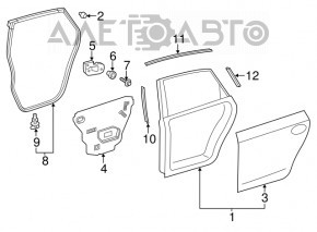 Door assembly rear right Toyota Prius V 12-17