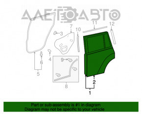 Door bare rear left Toyota Highlander 08-13