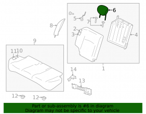 Nissan Versa 12-15 rear left headrest, black cloth