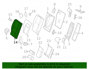 Backrest of the rear row of seats, 2nd row, right, Mercedes GLC 16-22, black leather, gray stitching, perforation, heated