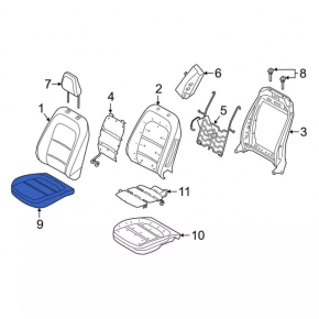 Driver's seat back upholstery for Ford Escape MK4 20-22, beige and black, perforated, dented leather