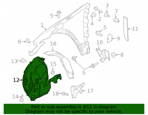 Front right mudguard liner for Land Rover Range Rover Evoque 12-18