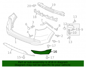 Rear bumper lip right Honda CRV 15-16