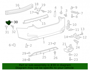 Right rear bumper mount under the Lexus ES 19-26 light