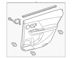 Door trim panel, rear right, Toyota Prius V 12-14, beige cloth