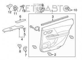 Door trim panel, rear right, Toyota Prius V 12-14, beige cloth